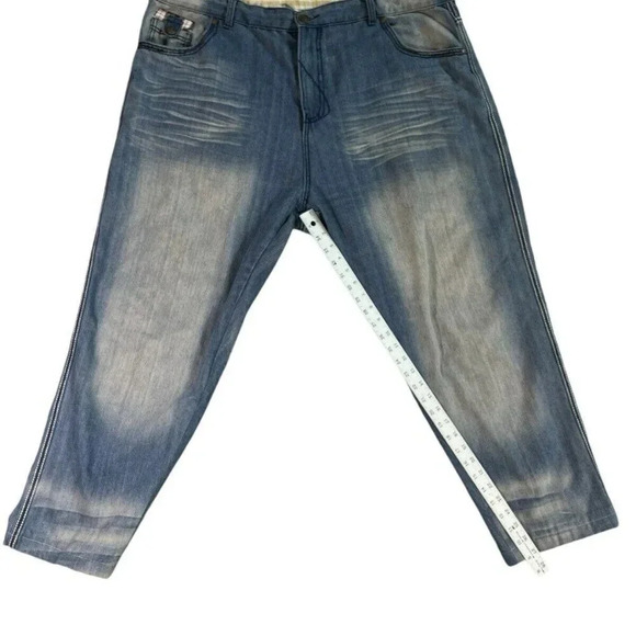 Y2K 1996 Competition Jeans Baggy Light Wash Embroidered Logo Size 44x27 - Picture 2 of 10